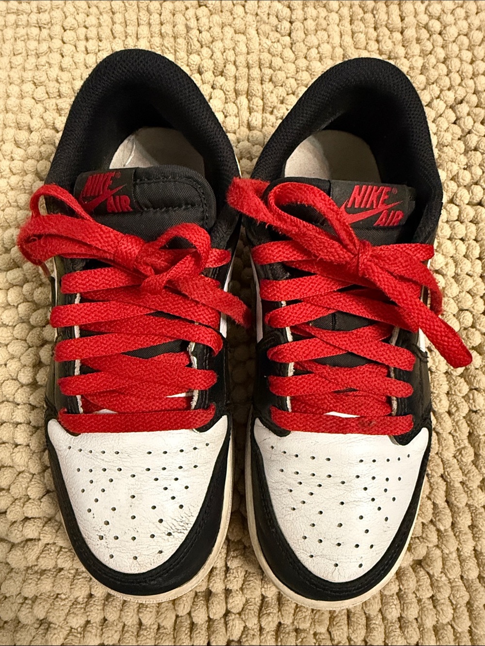 Nike Air Jordan Low-Top Sneakers in Black, White & Red